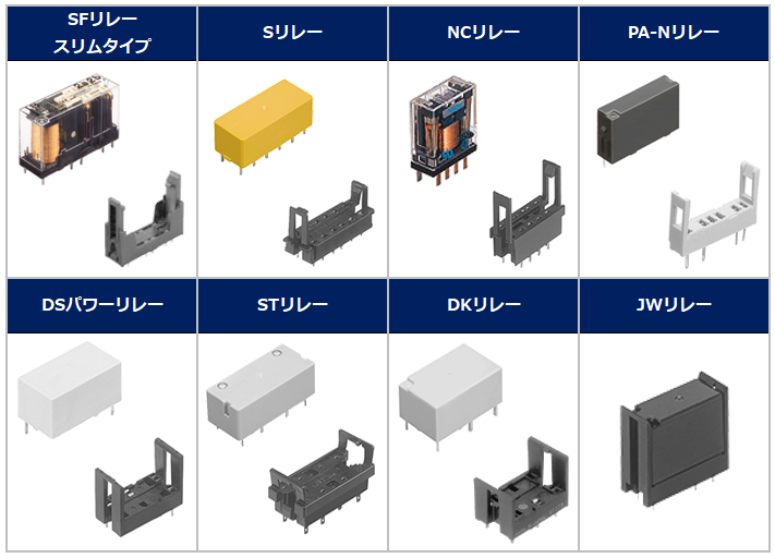 端子台やソケットの使えるメカニカルリレーは？